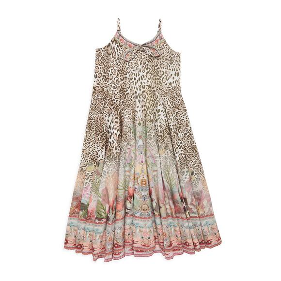 Camilla Little Girl'S & Tie Brown Cotton Front Maxi Dress Size 14 - Picture 1 of 5